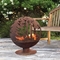 Sphere Rustic Floral Style Corten Steel Fire Globe Fireplace للسخان المحمول