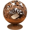 Sphere Rustic Floral Style Corten Steel Fire Globe Fireplace للسخان المحمول